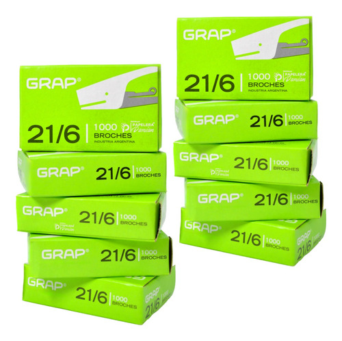 Broches Grap 21/6 X1000 X10 Cajas Para Abrochadoras Grap