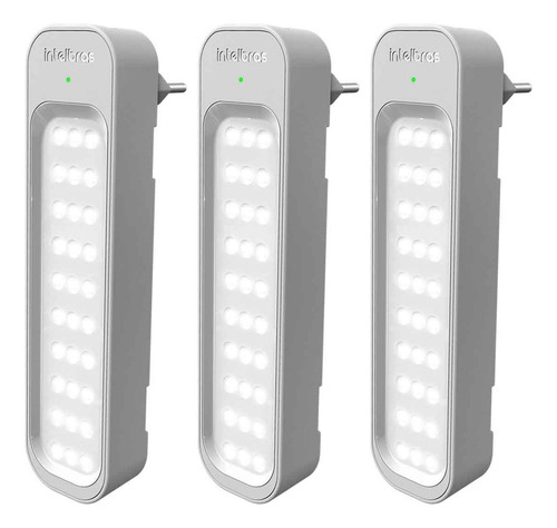Kit 3 Lâmpadas Emergência Intelbras Lea 150 Ambiente Interno Cor Branco