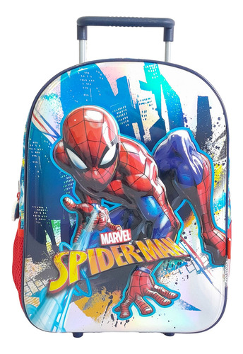 Mochila Escolar 14 Pulgadas, Con Carro Spiderman - 13017