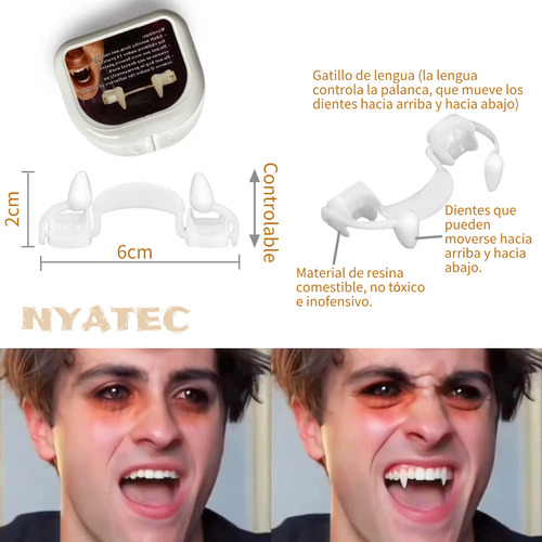 Disfraz Halloween 3 Piezas: Orejas De Elfo, Dientes Retráctiles, 30 Calcomanías