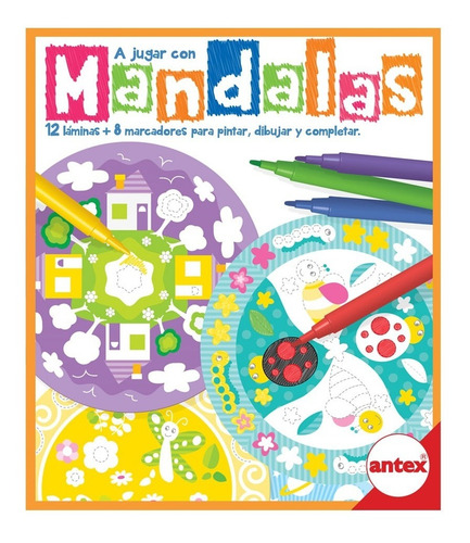 Imagen 2 de 3 de Mandalas Antex A Jugar 12 Láminas + 6 Lápices Para Pintar
