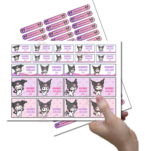 Kit Imprimible Kuromi Etiquetas Escolares Personalizado