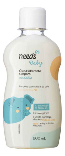 Óleo Hidratante Corporal Infantil Needs Baby Algodão 200ml