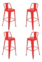 Comprar 4 Bancos Altos Con Respaldo Silla Tolix Vintage Minimalista Acabado De La Estructura Galvanizado Color Rojo