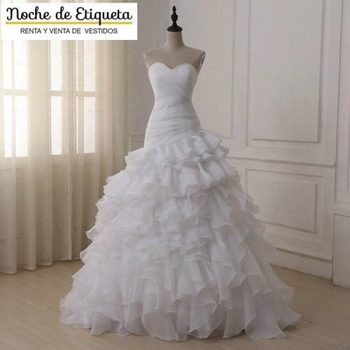 Vestido De Novia Strapless Escote Corazón Olanes Organza