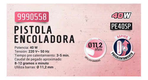 Imagen 2 de 5 de Pistola Encoladora 40 W Pink Power By Dowen Pagio 9990558