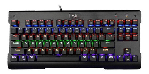 Teclado gamer Redragon Visnu K561 QWERTY Outemu Blue português Brasil cor preto com luz rainbow