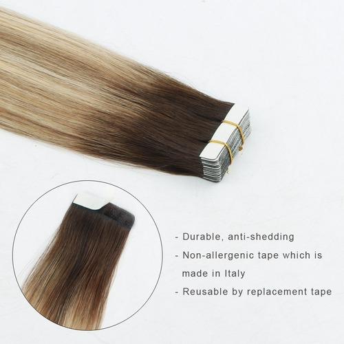 Extensiones Cabello Real 18in 50gr Marrón Ash Con Raíz Oscur