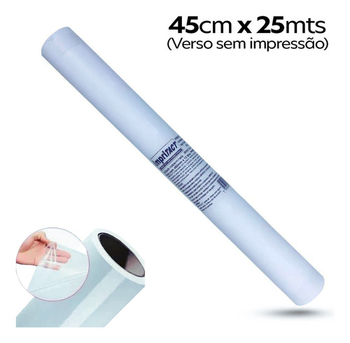 Impritact Papel Adesivo Transparente 45cm X 25 Metros - Tipo Contact Rolo | 80 micra