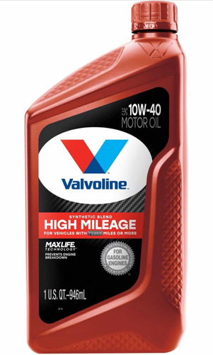 Aceite Semisintetico Valvoline 10w-40 Maxlife.