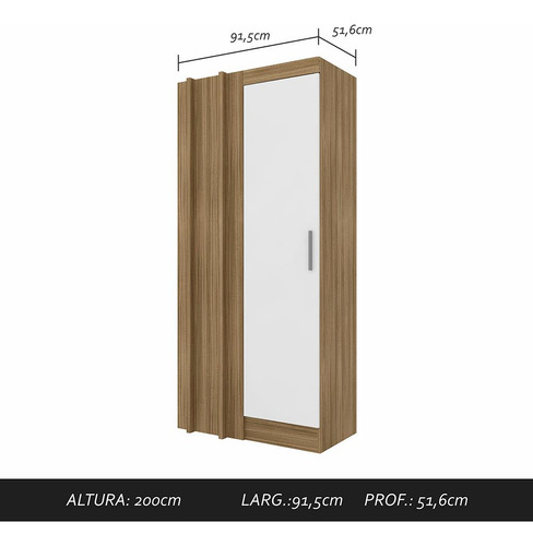 Guarda Roupa Modulado Canto Reto Joker Boreal/branco - M A
