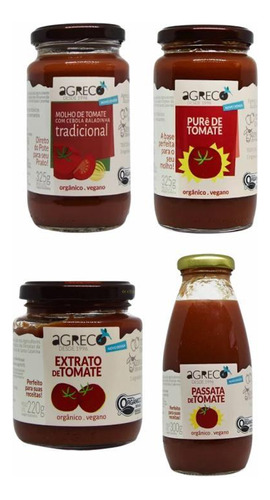 Kit 4 Molho Tomate Agreco: Tradicional, Extrato, Purê,