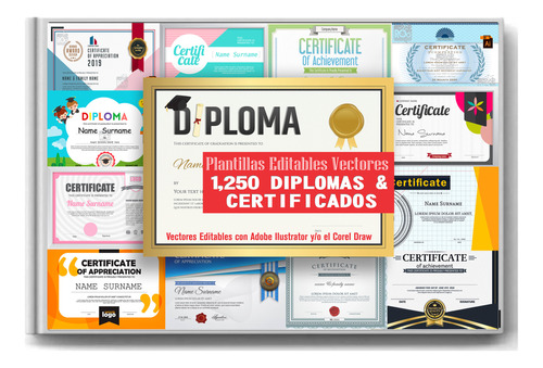 Diplomas Pergaminos Certificados En Vectores Eps Editables