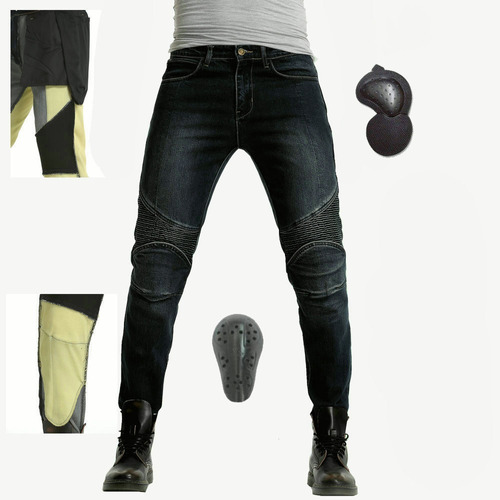 Pantalón Motociclista Jeans Kevlar Con Protecciones