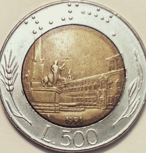 Moneda Italia 500 Liras 1991