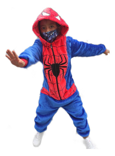 Pijama Térmica Enterizo Tela Peluche Spiderman Niño