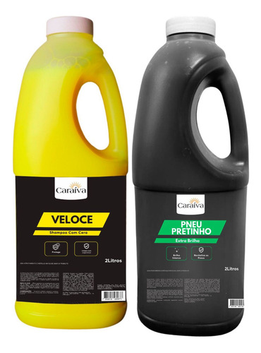 Shampoo Com Cera Automotivo + Pretinho Extra Brilho 2l Kit