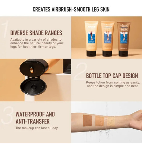 Loción Maquillaje Piernas Manchas Cicatrices Resistente Agua Brillo Medio