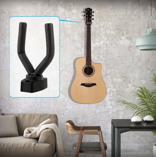 Imagen 6 de 8 de Soporte Colgador De Pared Para Guitarra Anticaída 4 Uds