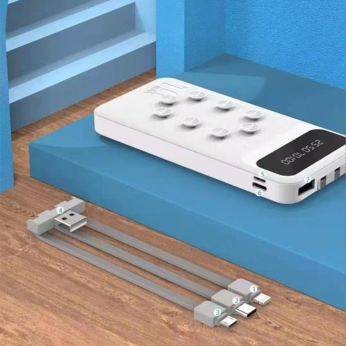 Imagen 2 de 2 de Cargador Portatil Para Celular Universal 10000mah Con Cables