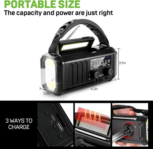 Emergency Radio 10000mah ,solar Hand Crank Radio With Am/fm