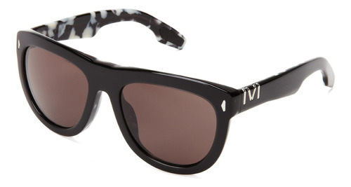 Ivi Jagger Gafas De Sol Redondas, Negro Pulido Y Piedra De M