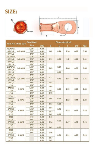 12 Terminal Bateria 2 3 8 Conector Anillo Cobre Cable 0