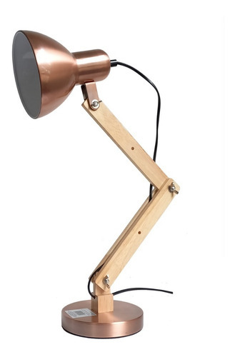 Imagen 3 de 7 de Lampara De Mesa Escritorio Brazo Flexible Base Fija Cobre