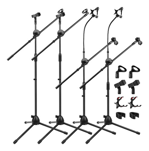 4pz Pedestal Soporte De Micrófono Con Soporte Teléfono Móvil