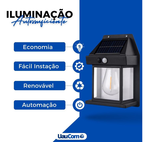 Luminária Energia Solar Andarela Com Sensor De Presença Led