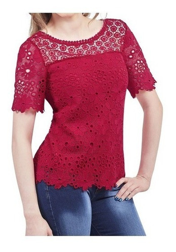 Blusa Roja Crochet Y Forro Cklass 998-08