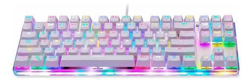 Teclado gamer Motospeed K87S QWERTY Outemu Red inglés US color blanco con luz RGB