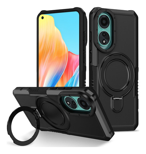 For Oppo A78 4g Rotatable Ring Stand Shockproof Hard Case