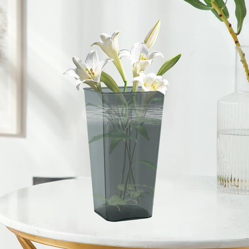Florero Acrílico, Cubo De Flores, Alto, Gris L
