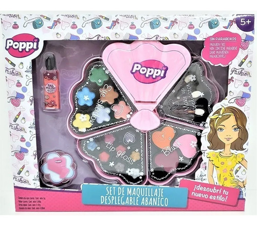 Set De Maquillaje Infantil Belleza Desplegable Abanico Poppi