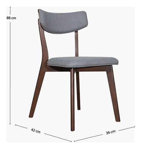 Juego Comedor Nogal Terra 4 Sillas Mesa 100cm Tapiz Gris