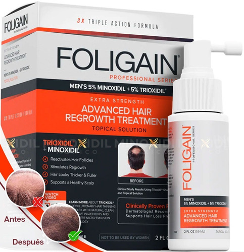 Imagen 1 de 4 de Men's Foligain Trioxidil 5% Minoxidil + 5% Trioxidil 1 Mes