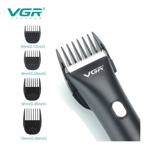 Maquina Corta Pelo Barba Clipper Vgr V-185 Recargable Usb Color Negro