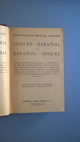 Diccionario Manual Amador Inglés Español - Sopena