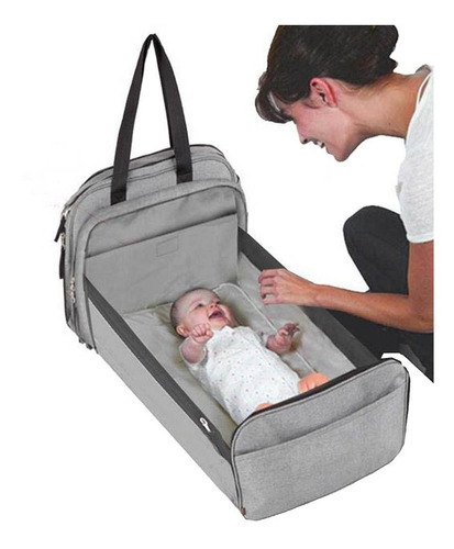 Bolso Maternal Cambiador Infanti Baby Bed Gris
