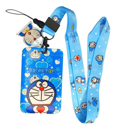 Portacredencial + Lanyard Doreamon Corazon