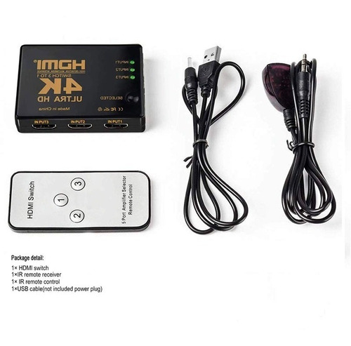 Switch Hdmi Adaptador Hub 3x1 Splitter 4k Com Controle