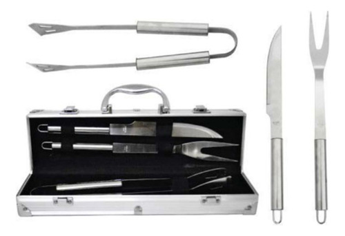 Conjunto Para Churrasco De Inox Na Maleta Com 3 Pcs