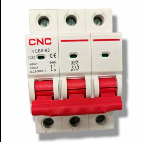 Imagen 2 de 4 de Interruptor Automático 3x32a Curva C 6ka Cnc