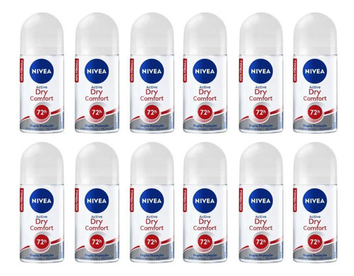 Desodorante Roll-on Nivea 50ml Fem Dry Comfort - Kit C/12un
