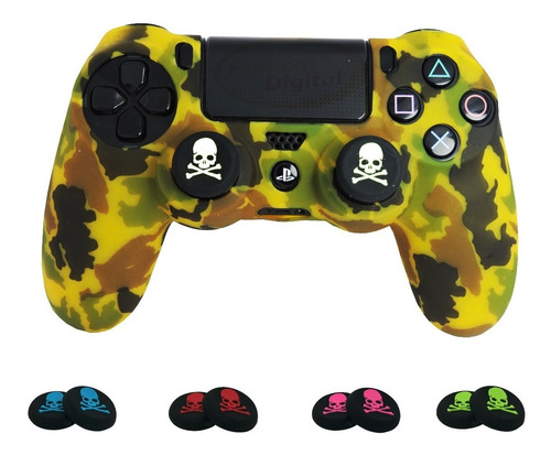 Funda Camuflada Silicona Control Ps4 Joystick + Análogos 