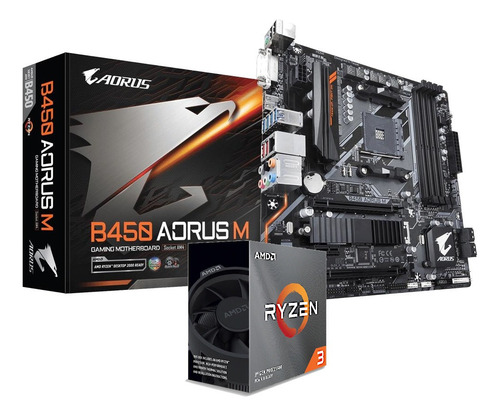 Kit Processador Ryzen 3 3100 Gigabyte B450 Aorus M