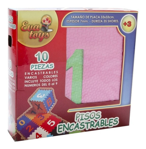 Set 10 Pisos Goma Eva Encastrables Con Numeros Bebes Niños Color Multicolor