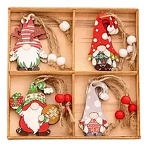 Comprar Set 12 Figuras Colgantes Navideños En Madera Árbol Navidad