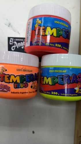 12 Temperas Fluo Pote 250 Ml Varios Colores Temple